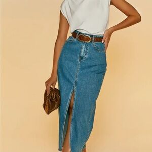 NWT Showpo Anaya Denim Midi Skirt